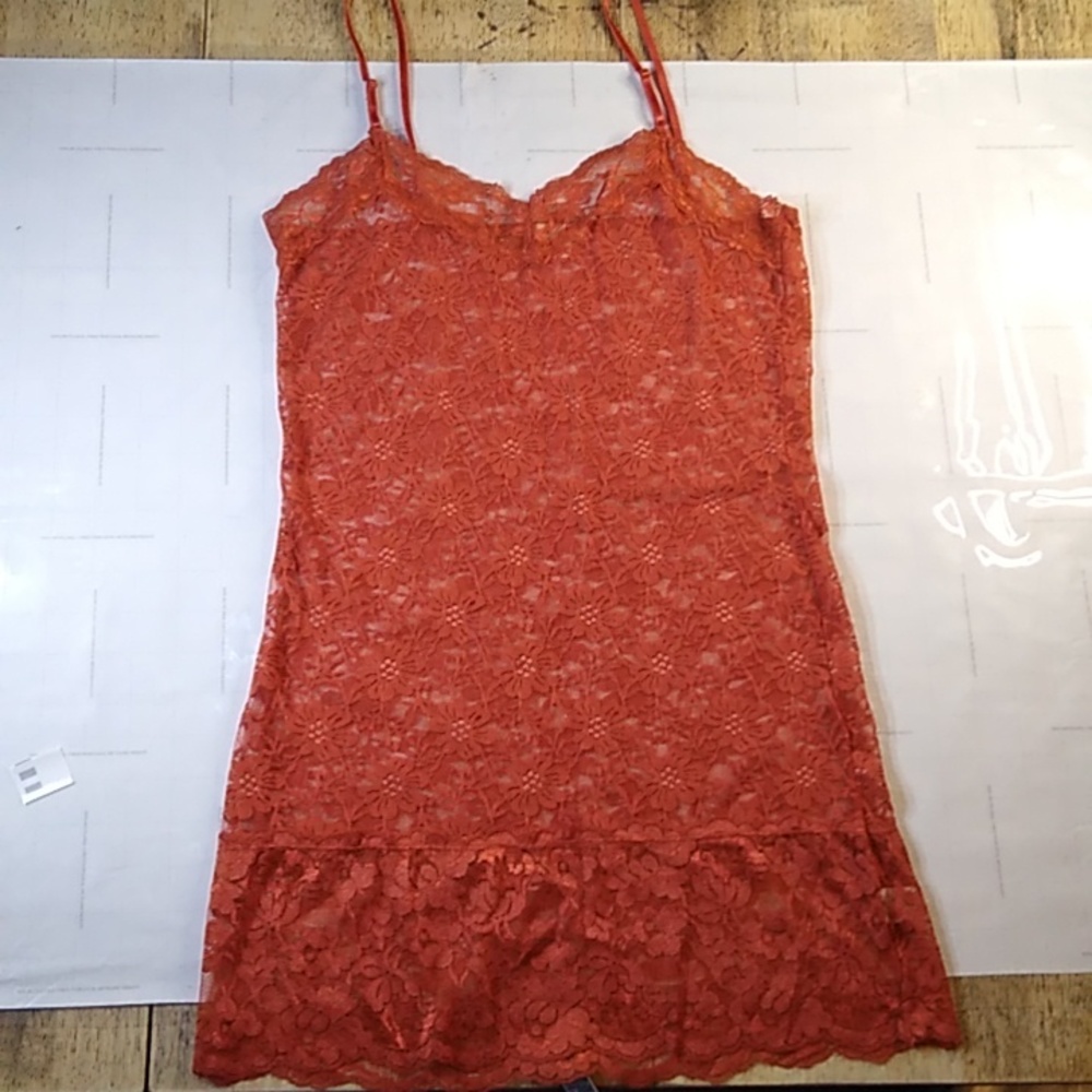 #593 Junior Large warm Brown super soft lace nightgown